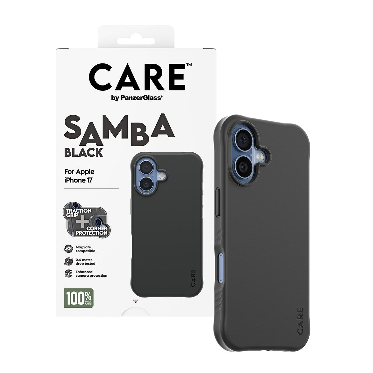 CARE™ by PanzerGlass® Samba Case Black w. MagSafe iPhone 17